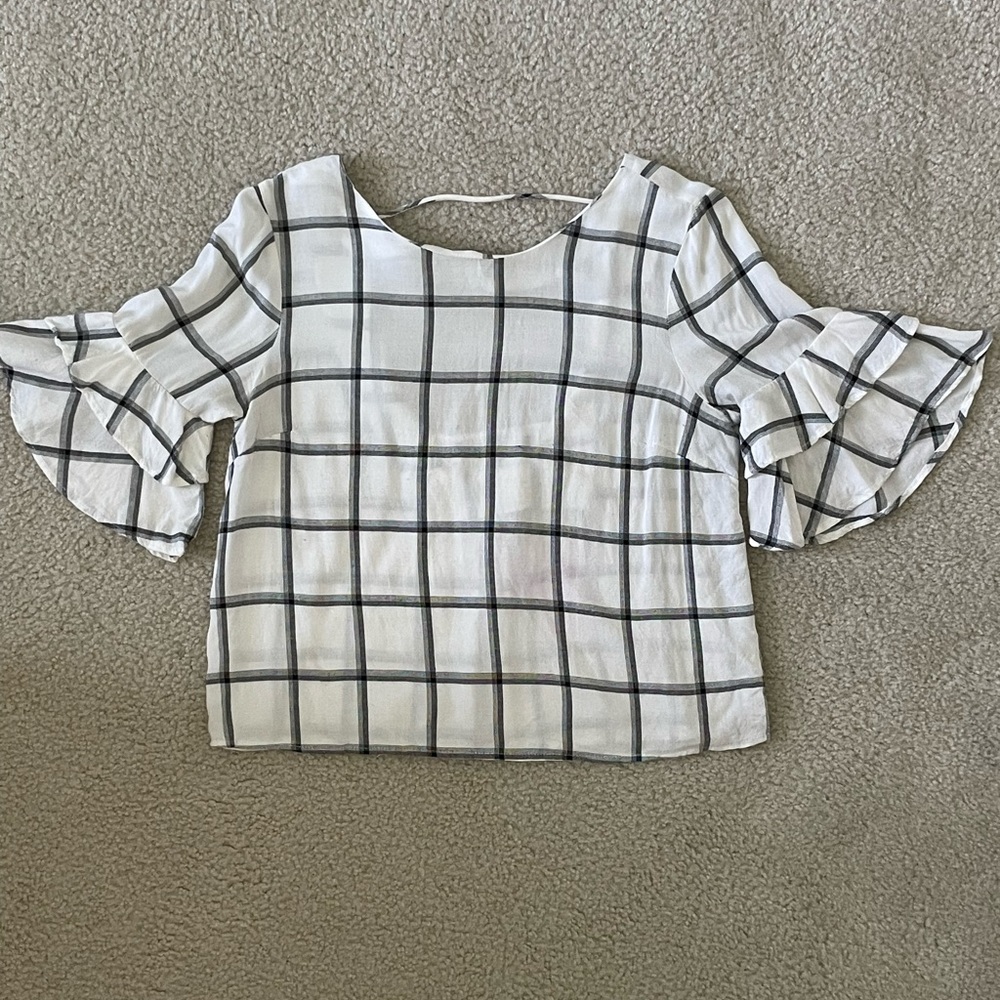 Plaid, Back-Cut Out Blouse - Brand unknown